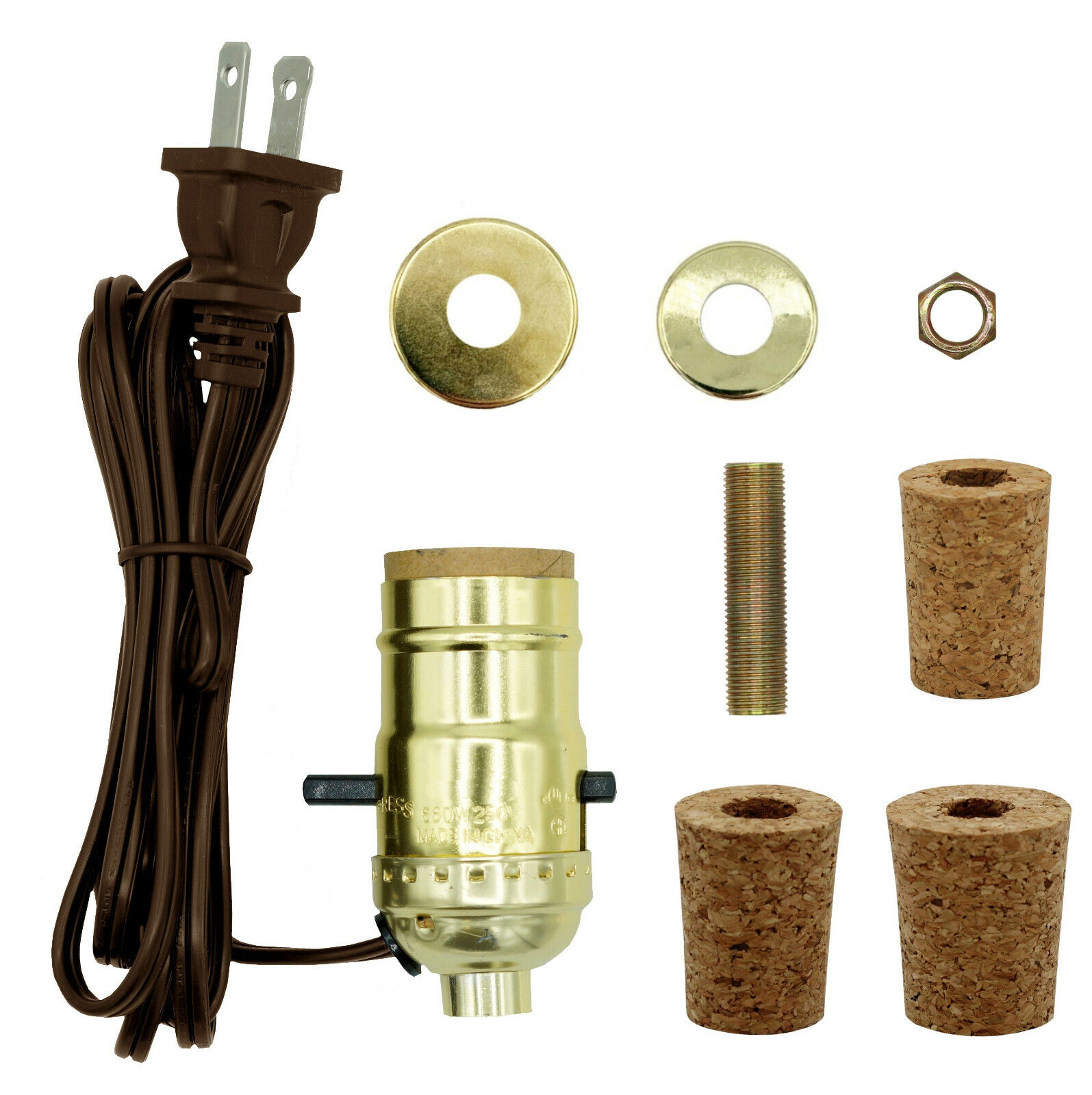 Pre-Wired Bottle Lamp Kit, Easily Convert Any Bottle Into A Lamp, DIY (Brown)