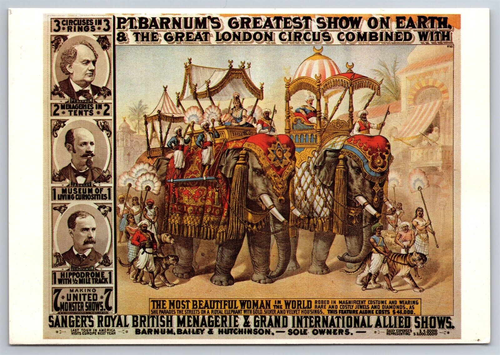 PT Barnum\'s Great London Circus Advertising Postcard Hertzberg Collection TX CO4