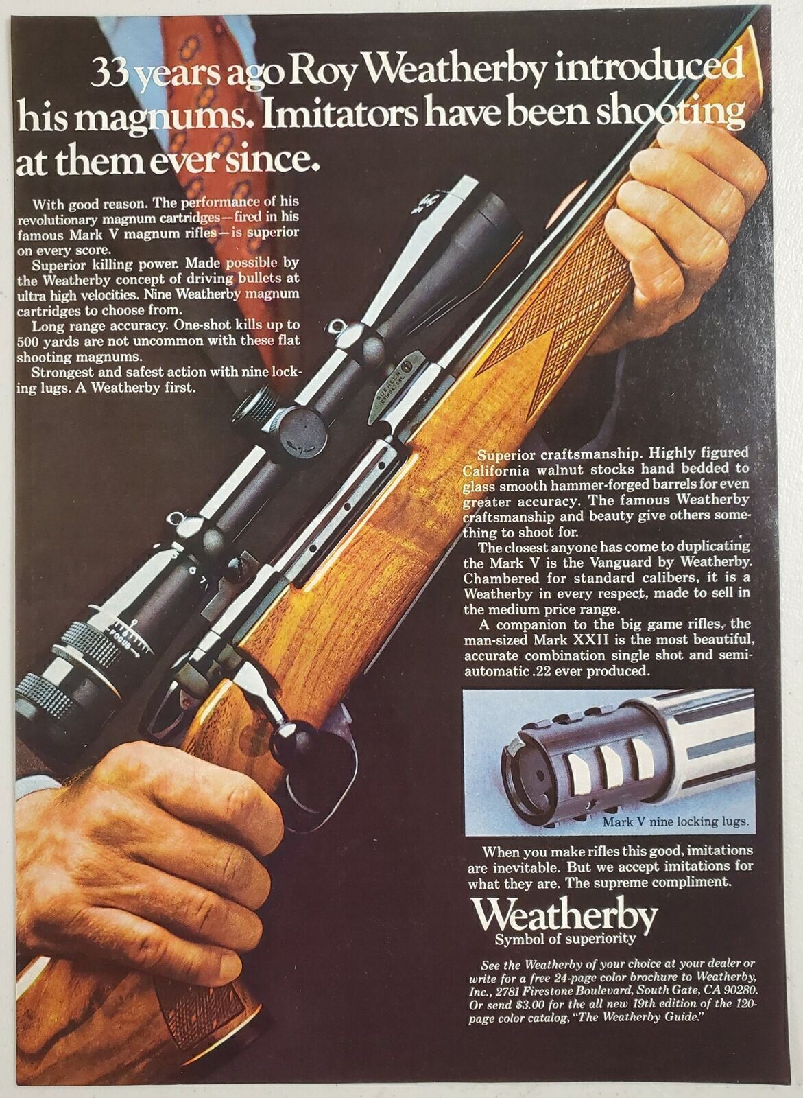 1979 Print Ad Weatherby Mark V Magnum Bolt-Action Rifles South Gate,California