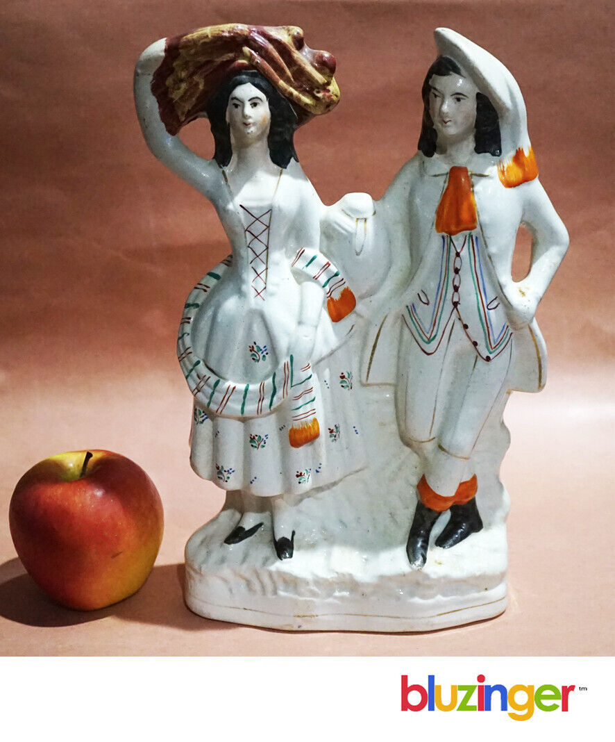19thC. Staffordshire “The Gleaners” Large Hand Painted Figure Group