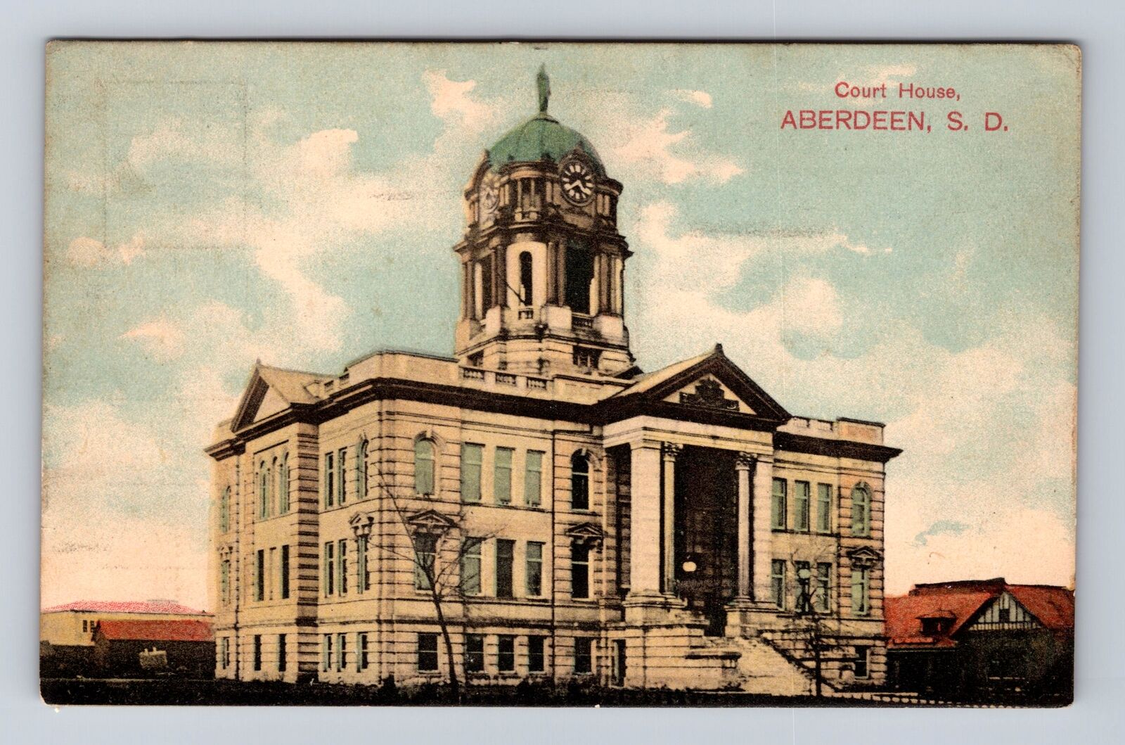 Aberdeen SD-South Dakota, Court House, Antique, Vintage c1910 Souvenir Postcard