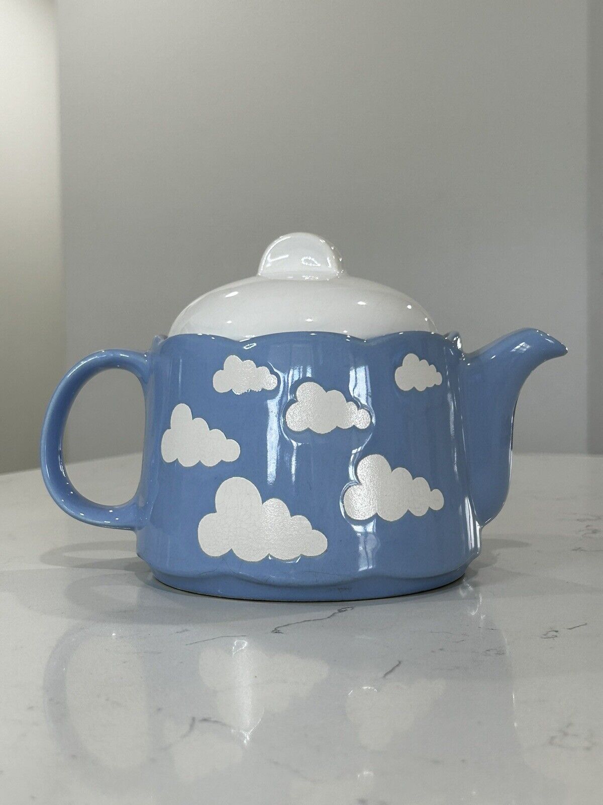 Vintage Waechtersbach Blue Clouds Teapot German 1970 ceramic porcelain 