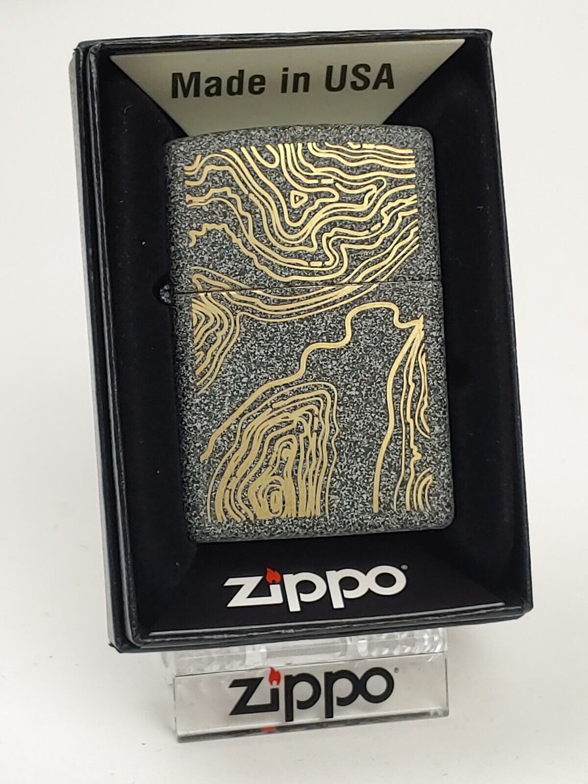 Zippo 211 Topo Map Engraved on Iron Stone  Lighter - MAR (C) 2021