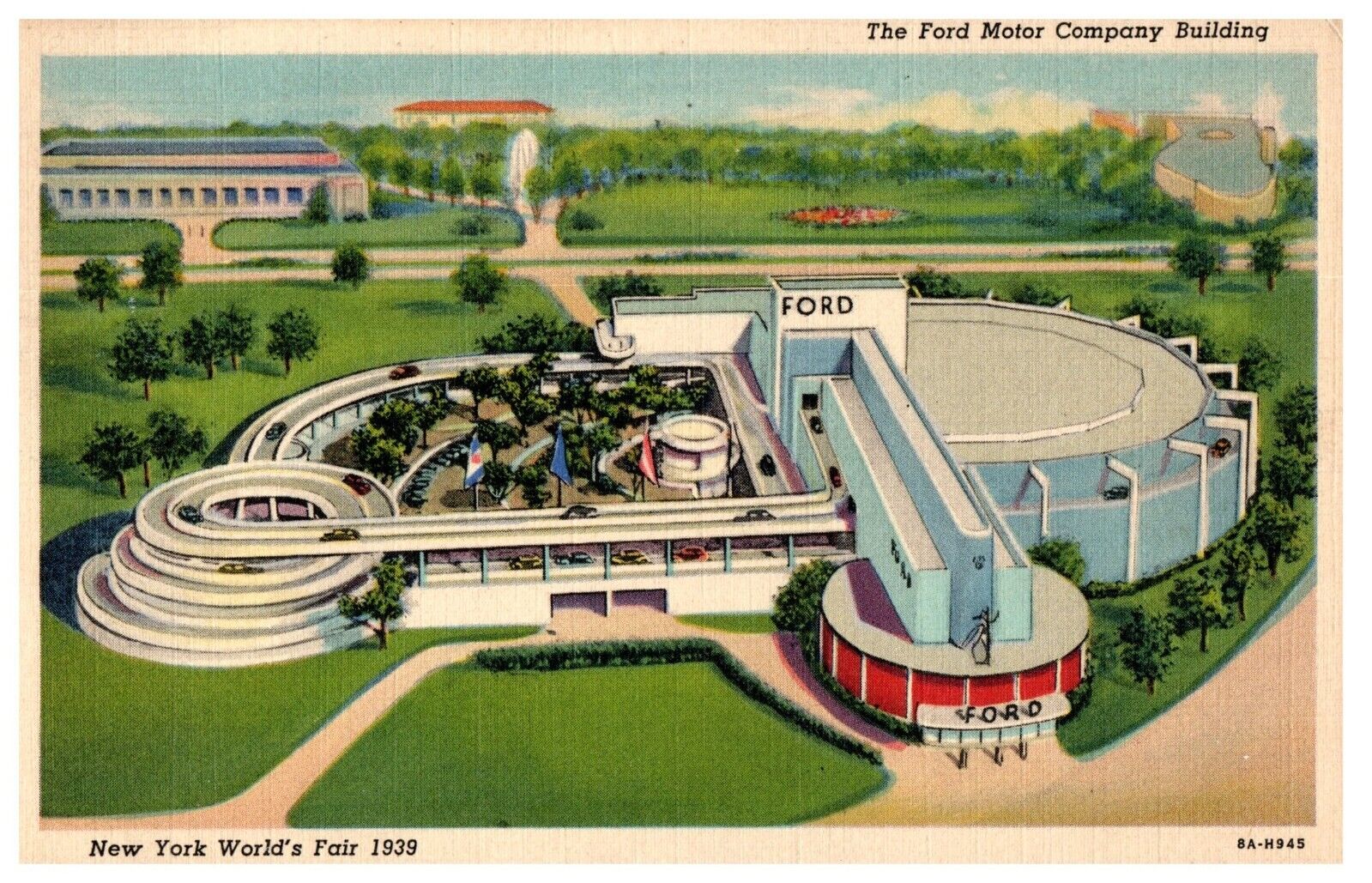 NY Vintage Postcard 1939 New York City World\'s Fair NYC  Ford Motor Company bldg