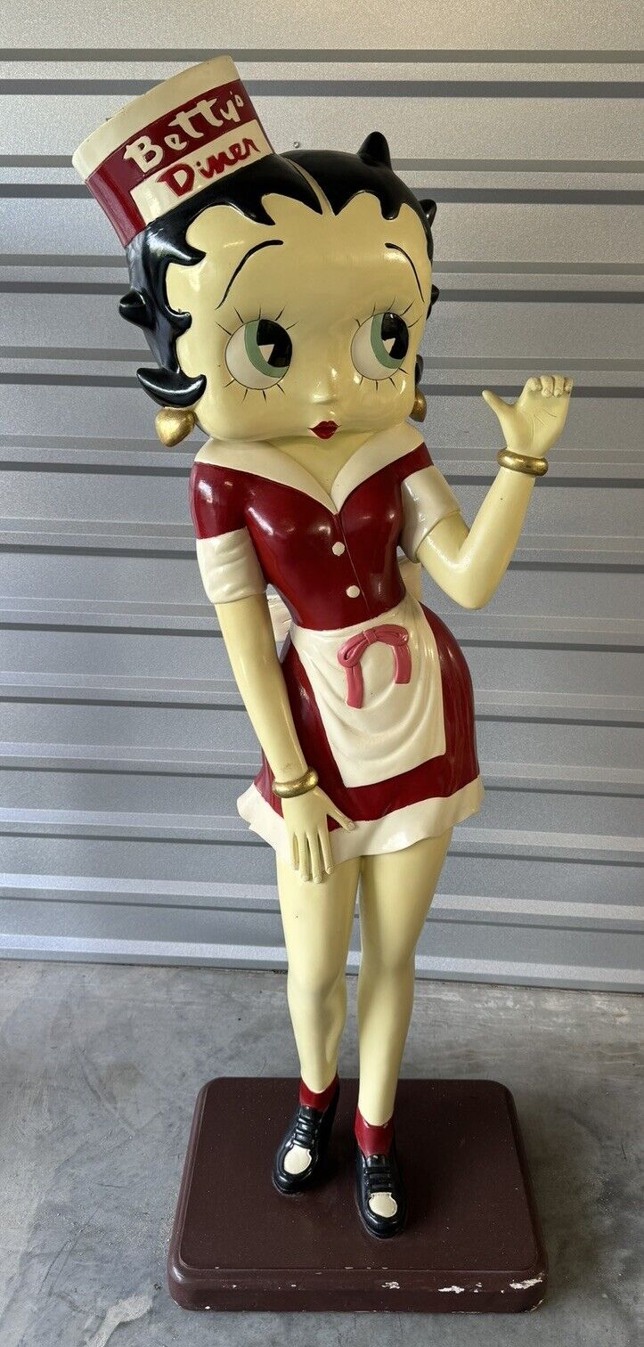 Rare Betty Boop Full Size Statue 5.5 Feet Waitress Curling Fingers Will Ship