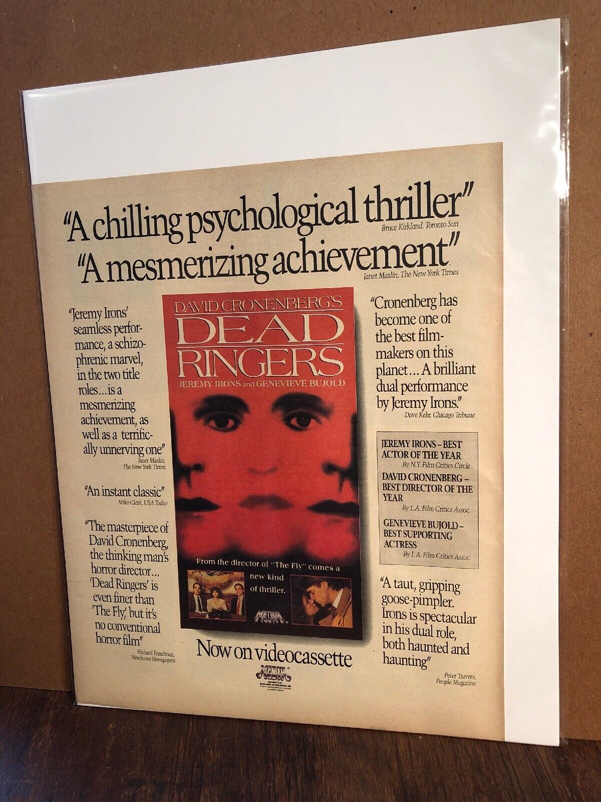1989 DAVID CRONENBERG’S DEAD RINGERS Movie Promo Print Ad Excellent Color (MH215