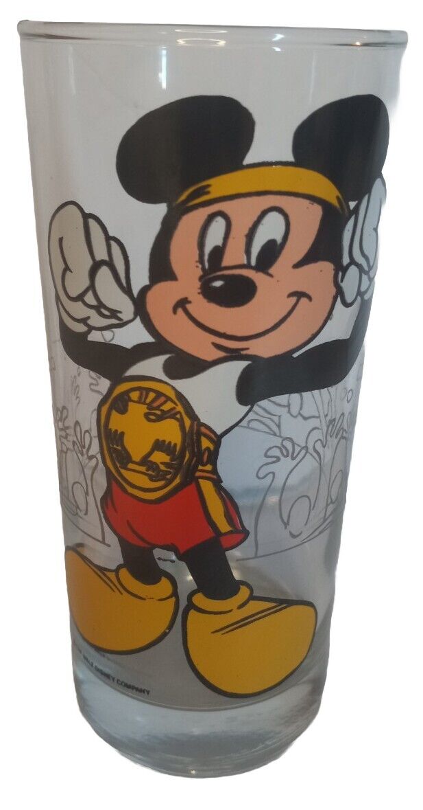 Vintage Disney Mickey Mouse Strong Olympic Athlete Belt Cup Drinking Glass