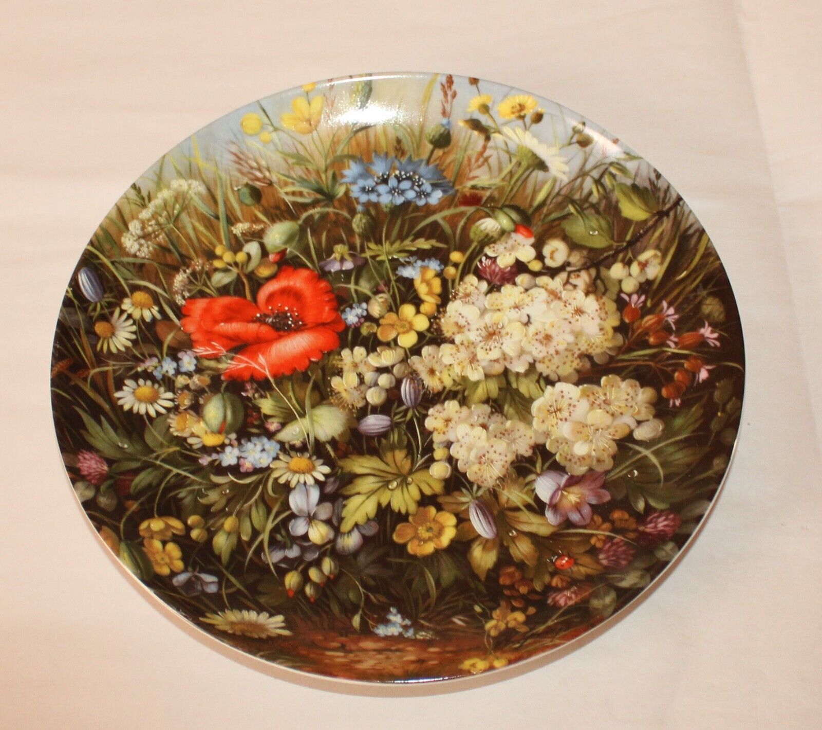 Porcelain Furstenberg Plate AM WEGESRAND Hans Grab WILD BEAUTIES 1989 Wildflower