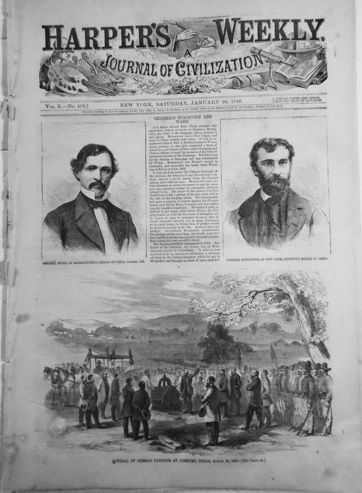Harper's Weekly January 20, 1866 - American Beauty; Forger Ketchum; etc ORIGINAL