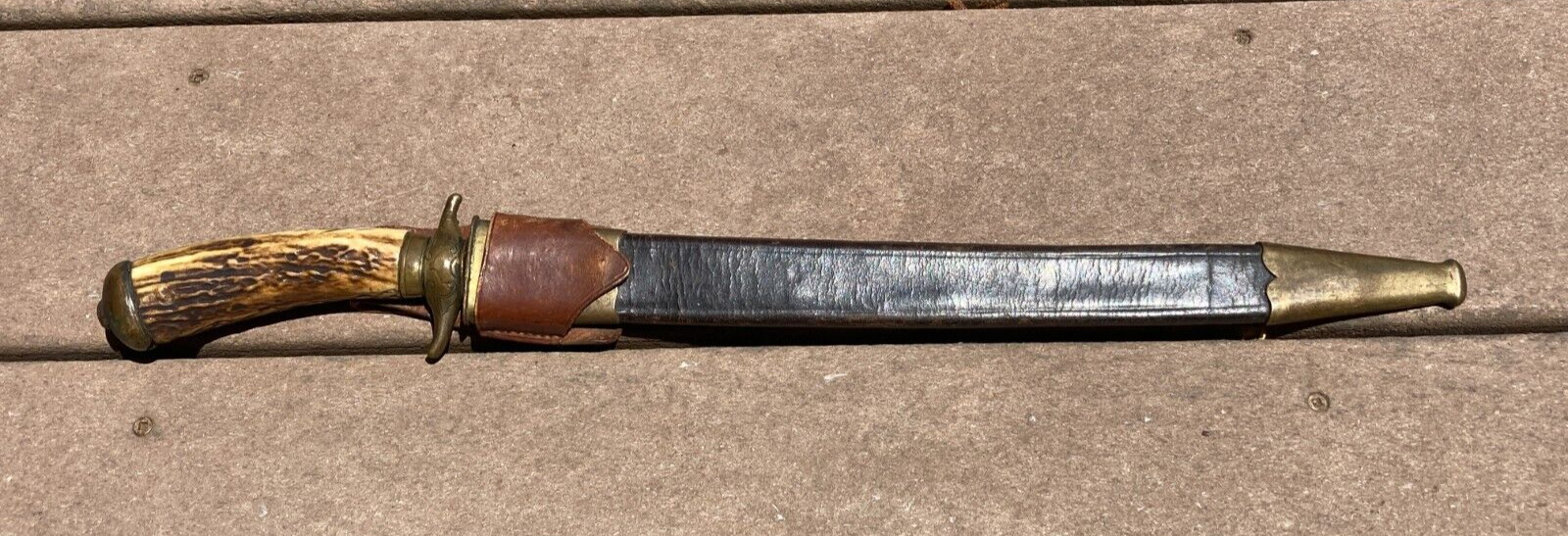 19th Century Imperial German Hunting Sword Hirschfanger Cutlass Stag Brass Mnt