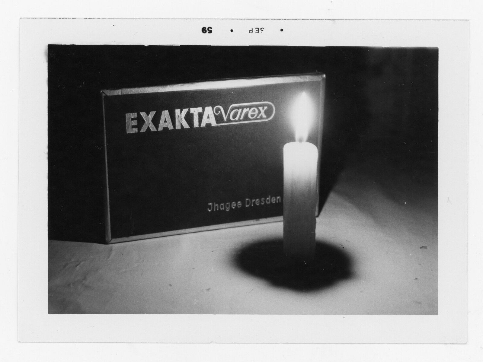 Found Photo Still Life Candle Exakta Varex Film Processing Vintage