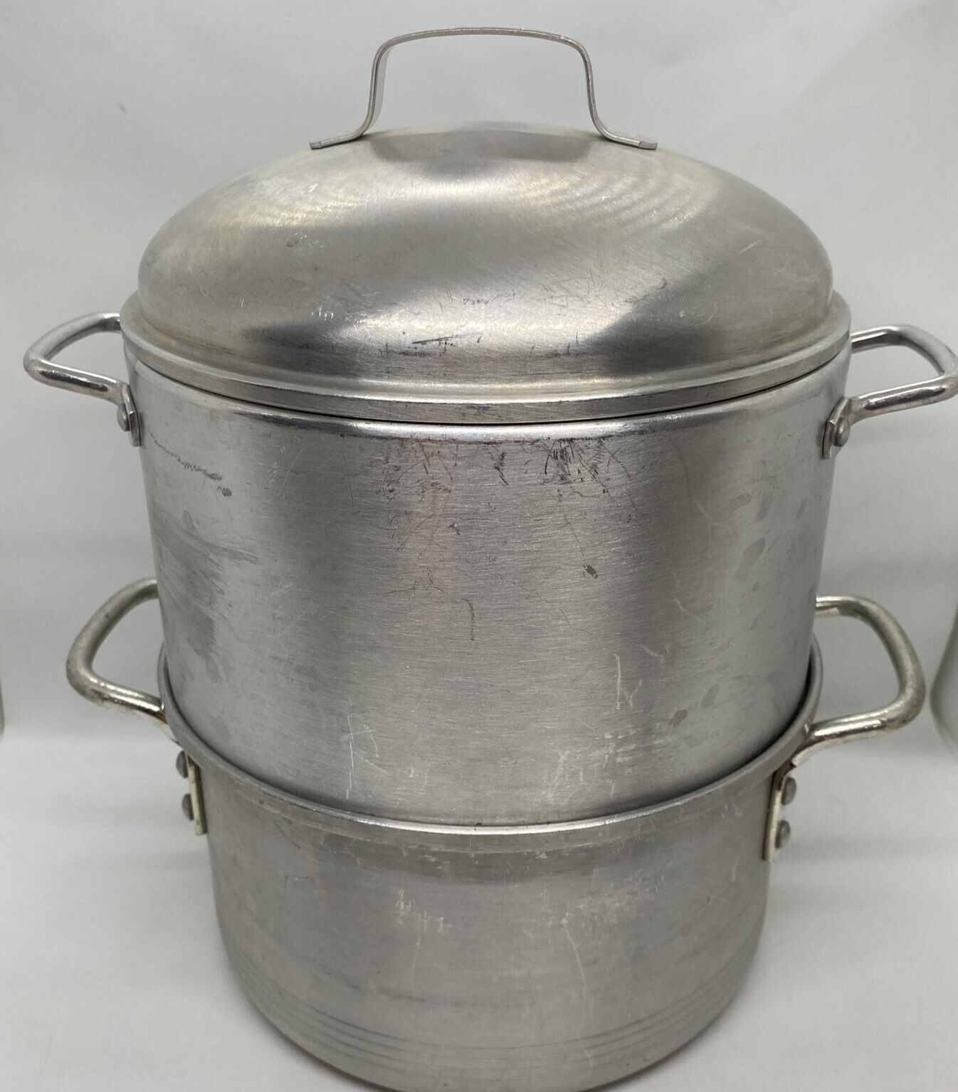 Vintage A Leyse Product Aluminum Co 3 Part Steamer Pot Pan Double Handles