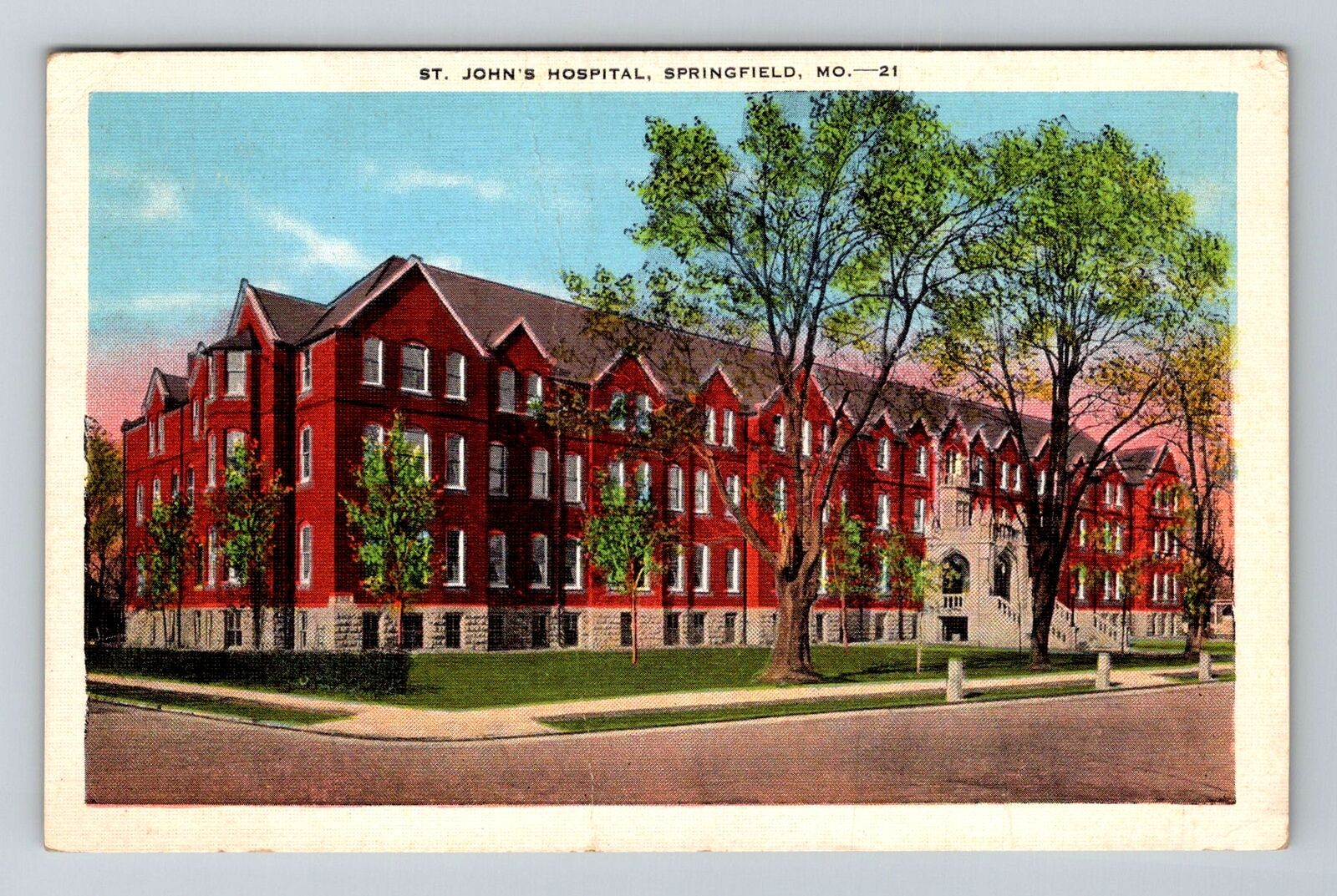Springfield MO-Missouri, St John\'s Hospital, c1940 Vintage Souvenir Postcard