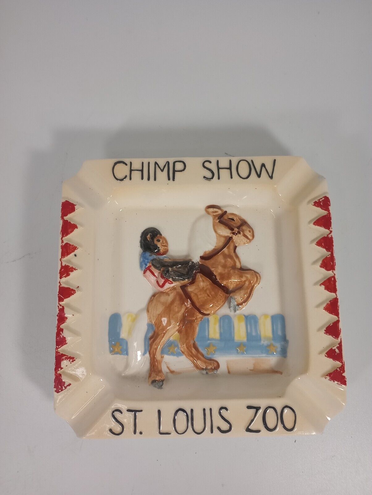 Rare Vintage 1950\'s St. Louis Zoo Chimp Show Ashtray Souvenir HTF