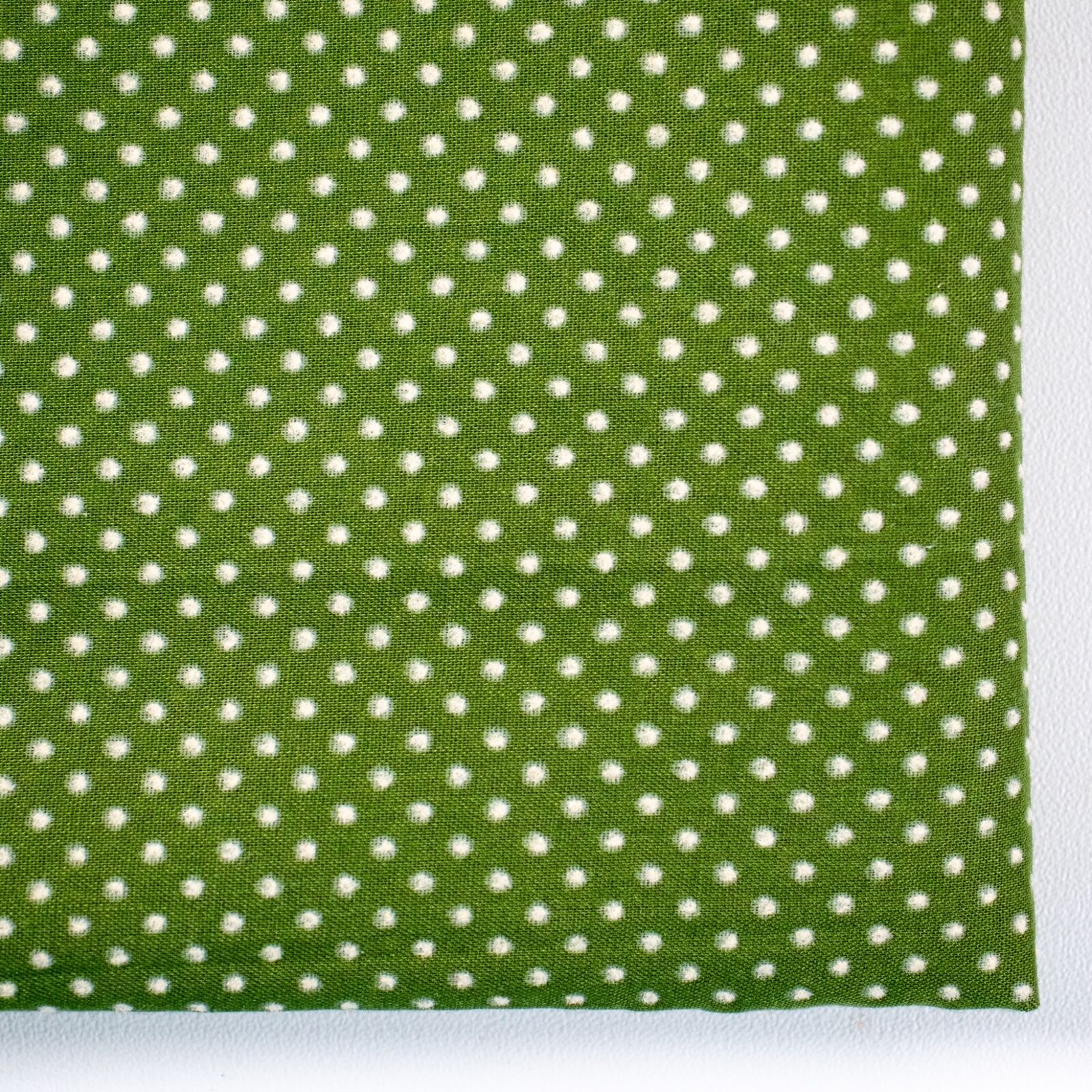 Vintage Flocked Fabric Swiss Dots on Green 3.2 YDS Doll Dress Slightly Sheer
