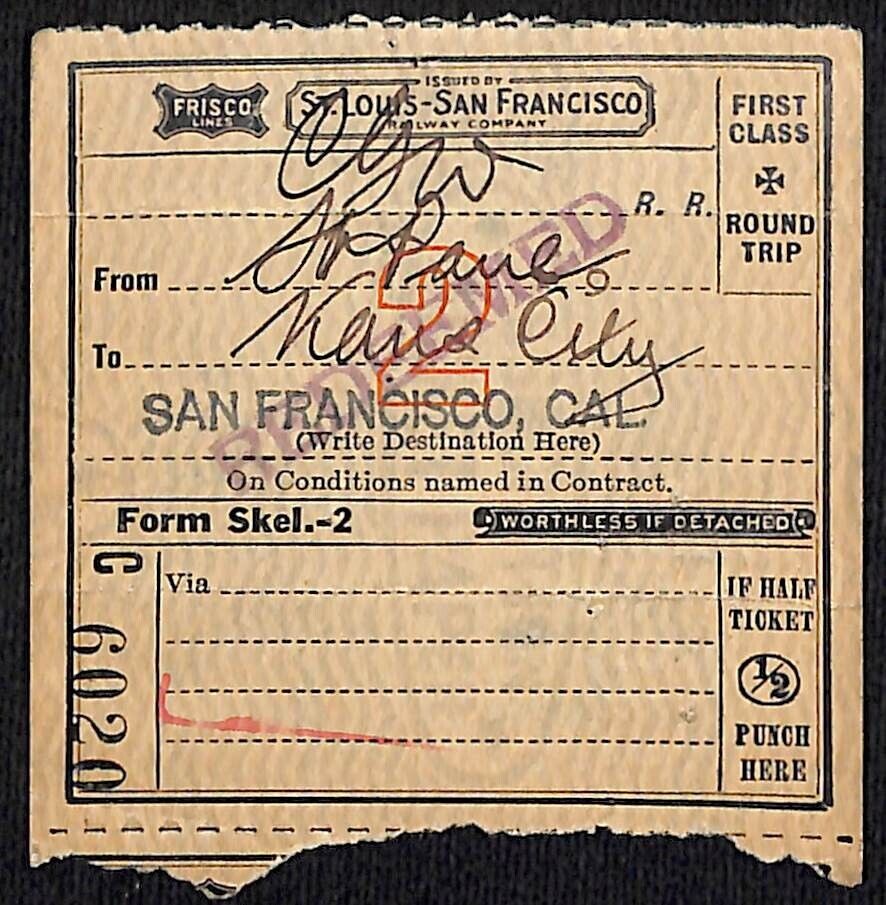 c1919 St. Louis - San Francisco Railway Ticket \