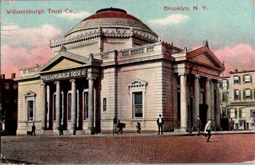 Vintage Postcard Williamsburgh Trust Co. Brooklyn NY New York 1909         F-277
