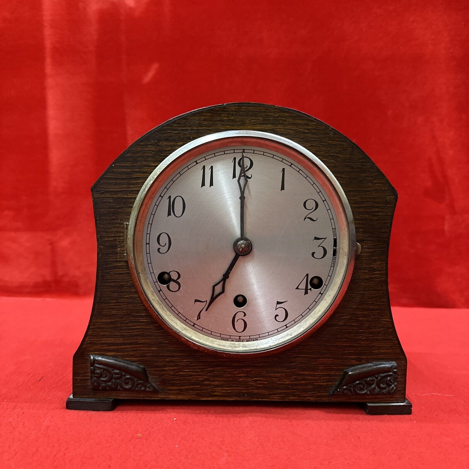 Vintage British Coronet Mantle Clock Missing Key & Pendulum . Beautiful Finish