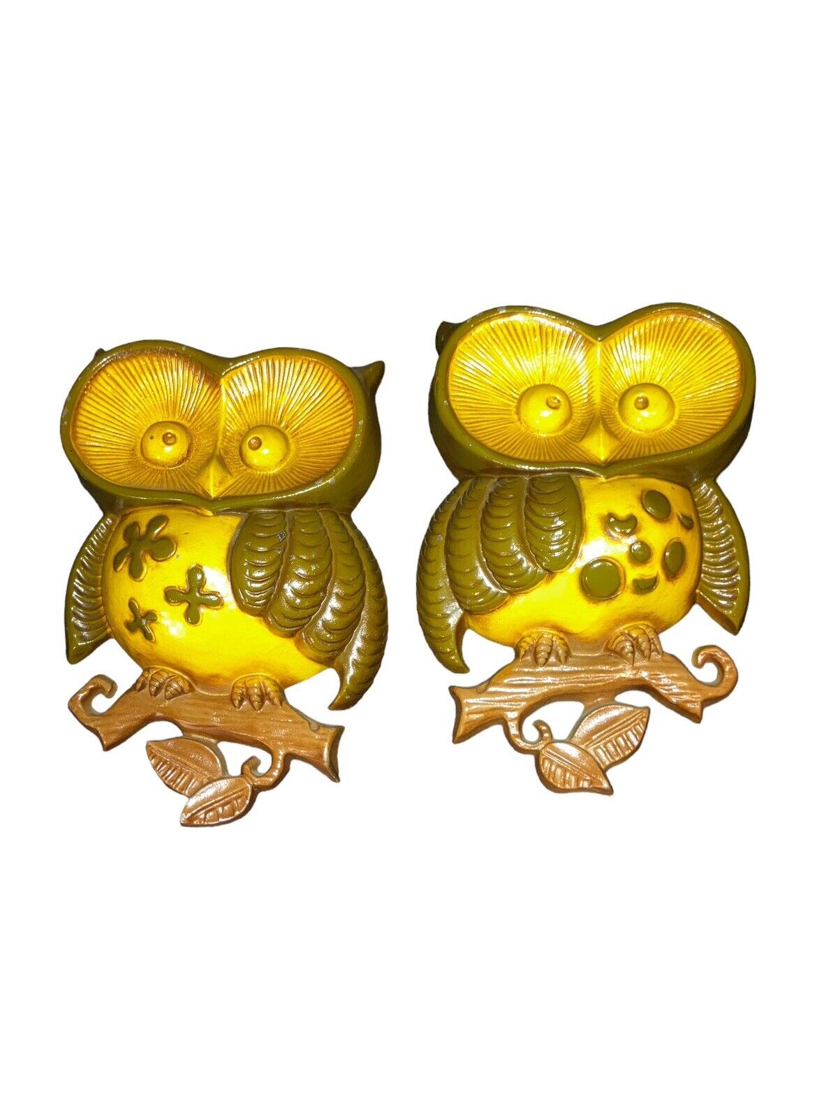 Vintage Cast Metal Pair Of Owls, Wall Hanging, Sexton USA
