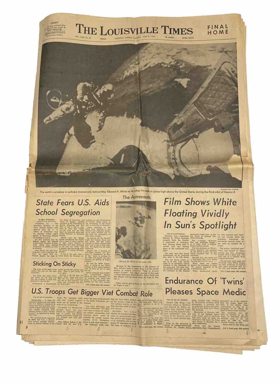1965 JUNE 8 THE LOUISVILLE TIMES NEWSPAPER - GEMINI 4 BACK FROM SPACE - (W)
