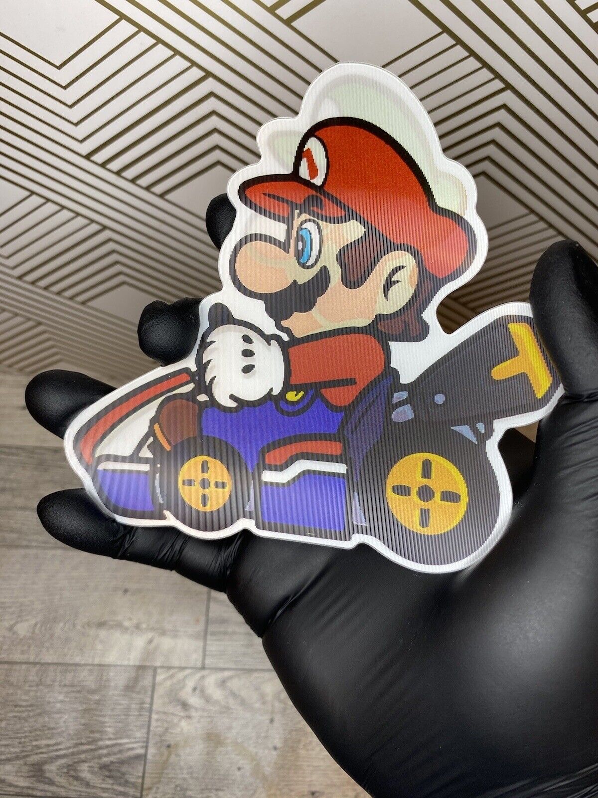 Nintendo Mario Kart Mario & Luigi 3D Lenticular Motion Car Sticker Decal White