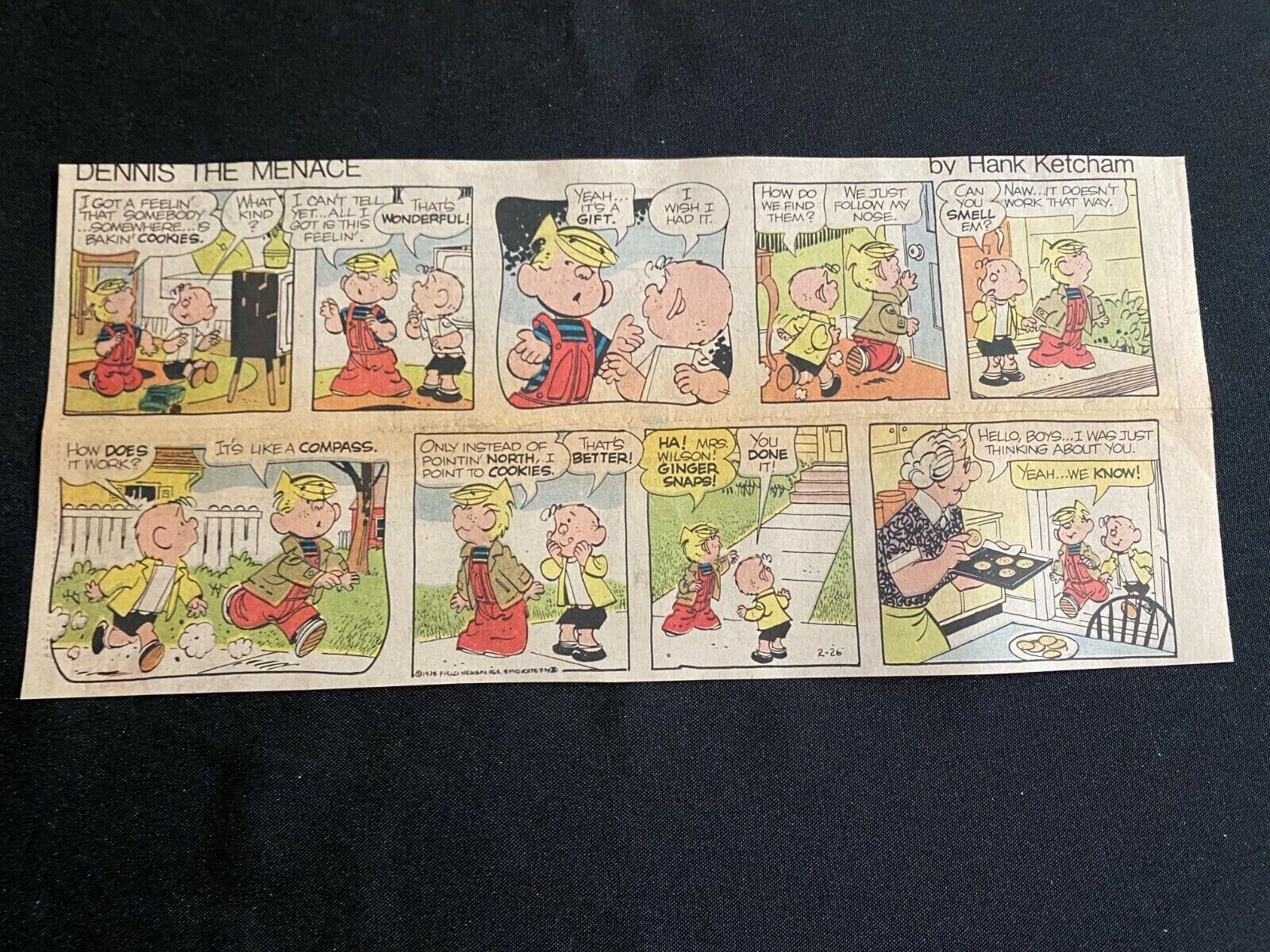 #02a DENNIS THE MENACE by Hank Ketcham Lot of 2 Sunday Third Page Strips 1978