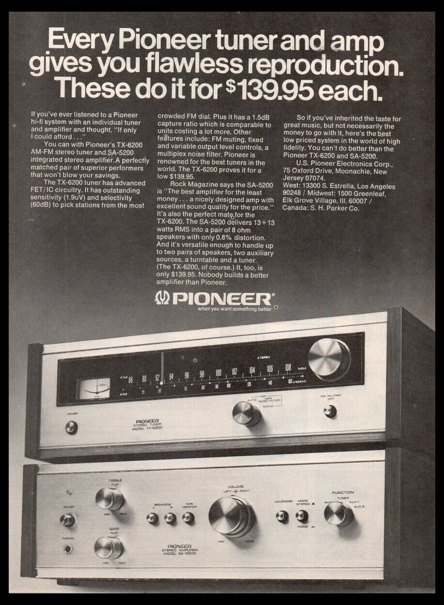 1974 Pioneer Receivers Amps Print ad/mini poster-VTG Man Cave music room décor