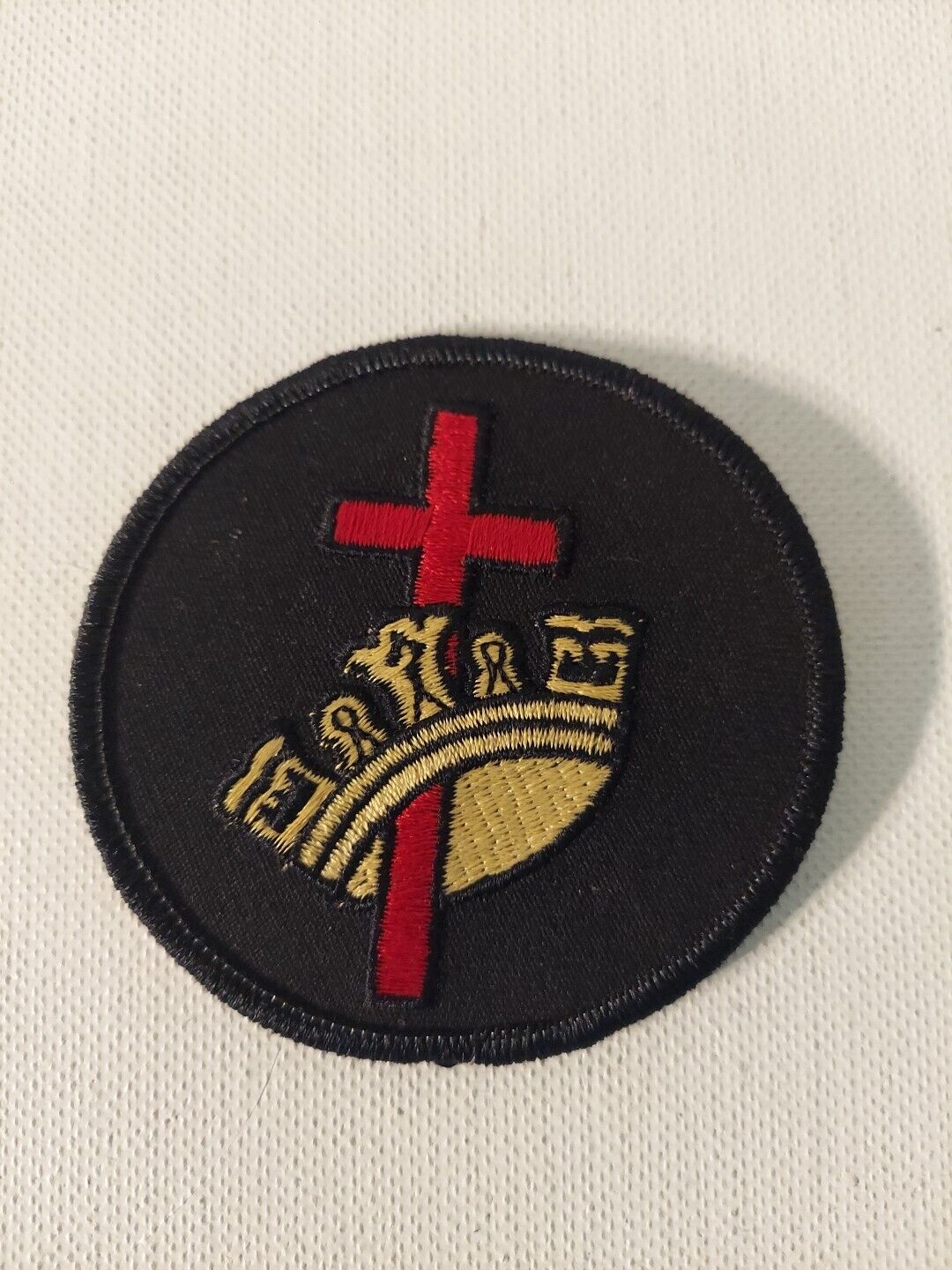 York Rites Crown Cross Knights Templar Patch Round Iron Sew Freemason NEW