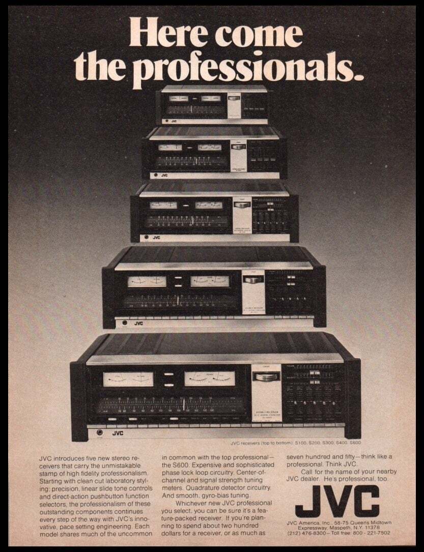 1976 JVC Stereo Receivers-The Professionals-Print ad/mini-poster VTG 70’s  décor