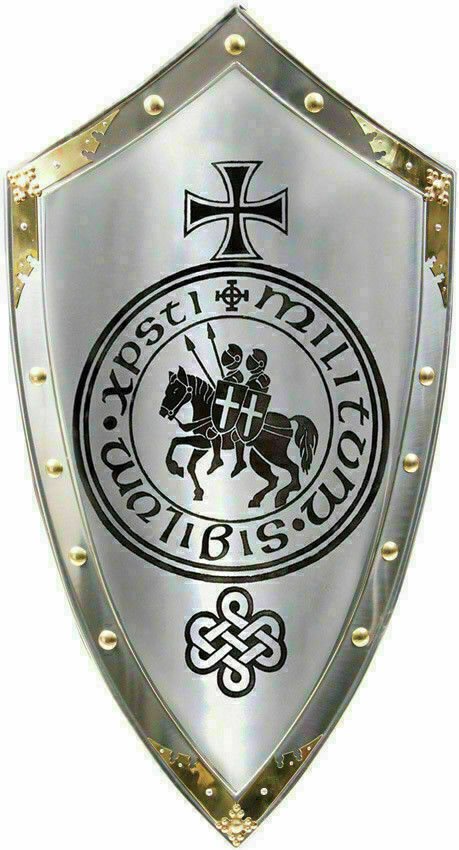 Brass gauge Steel Medieval Reproduction Templar Crusader Armor Cross Shield Gift
