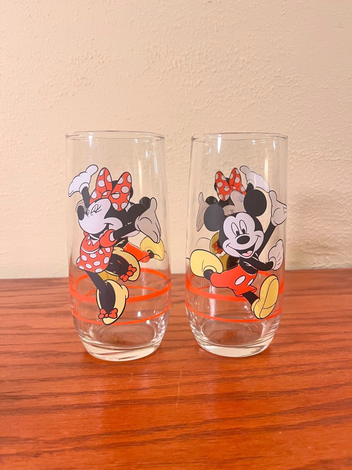 Vintage Disney Mickey and Minnie Double Graphic Collectable Drinking Glasses 6