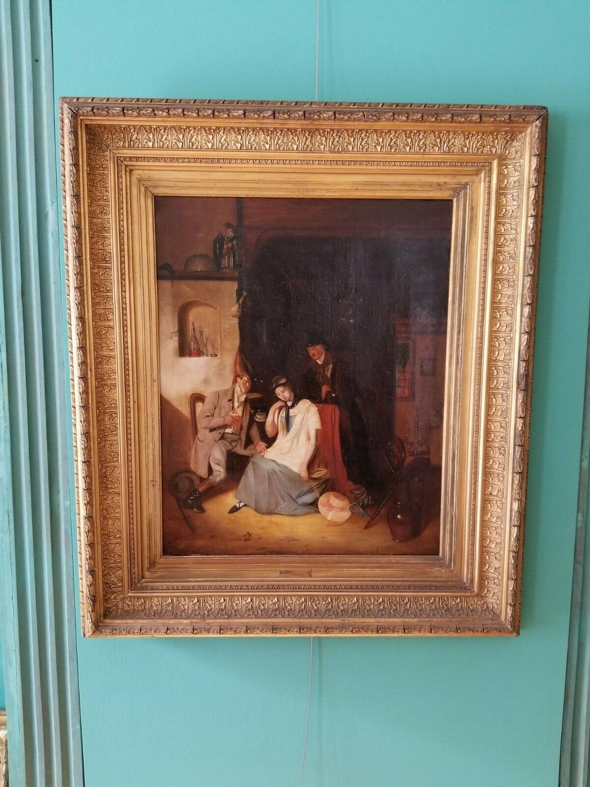 Original 19th Century Northern European Genre Oil Painting
