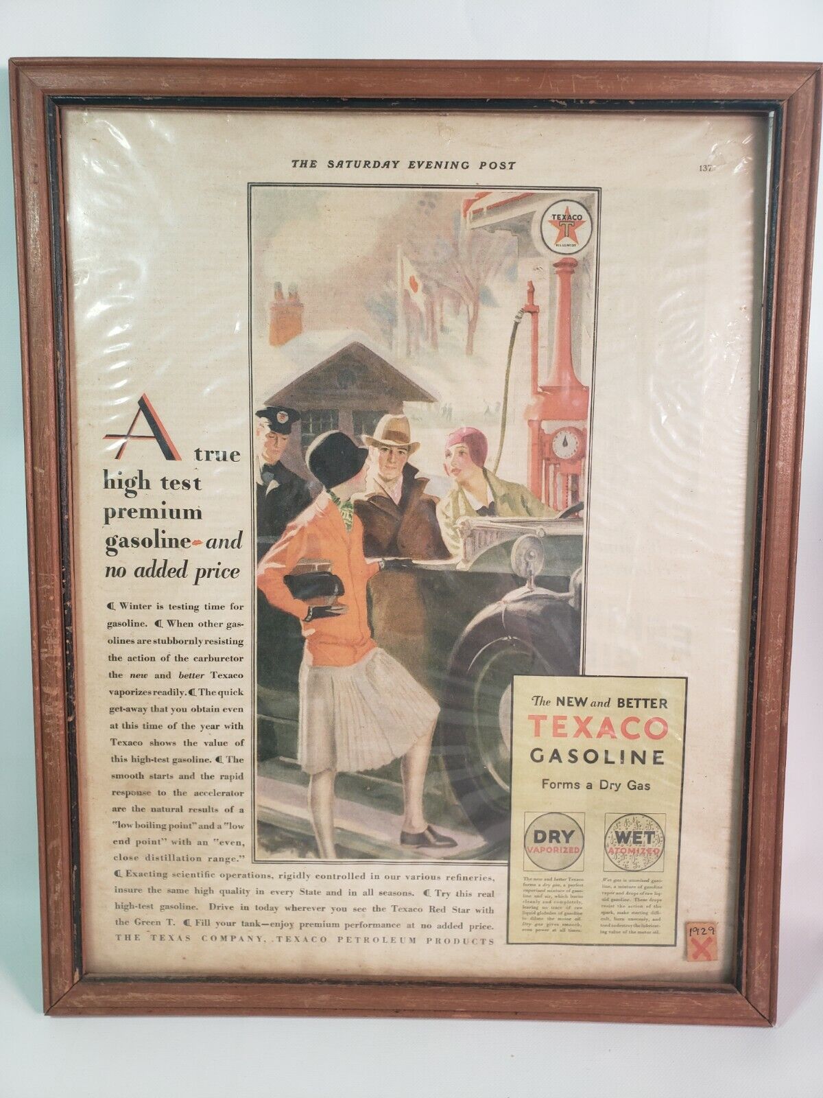 1920\'s TEXACO FORD Gasoline ADVERTISING framed art - 1929