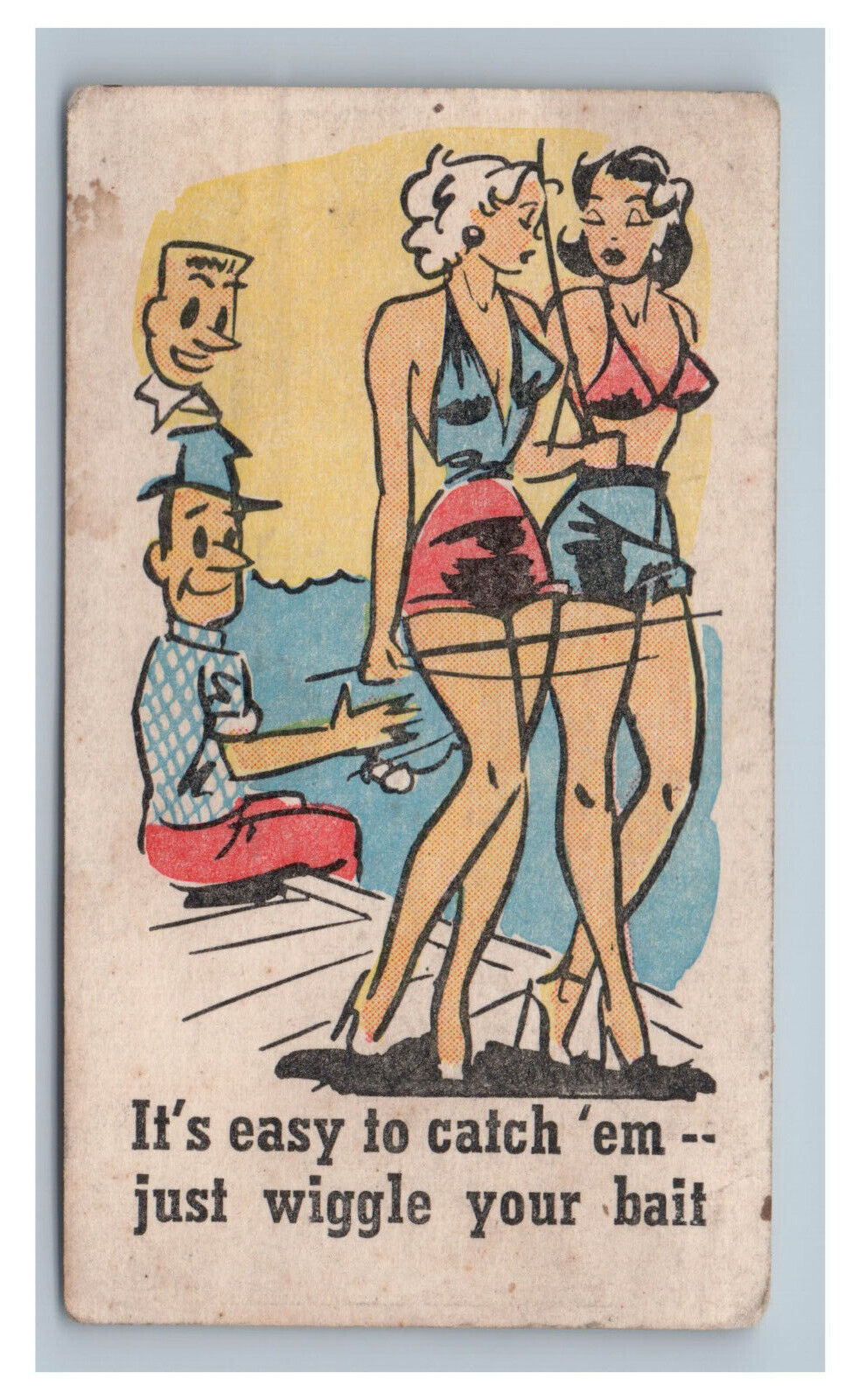 1950s The Elk Chinook MT Business Card Advertising Risque Naughty Comic Vintage