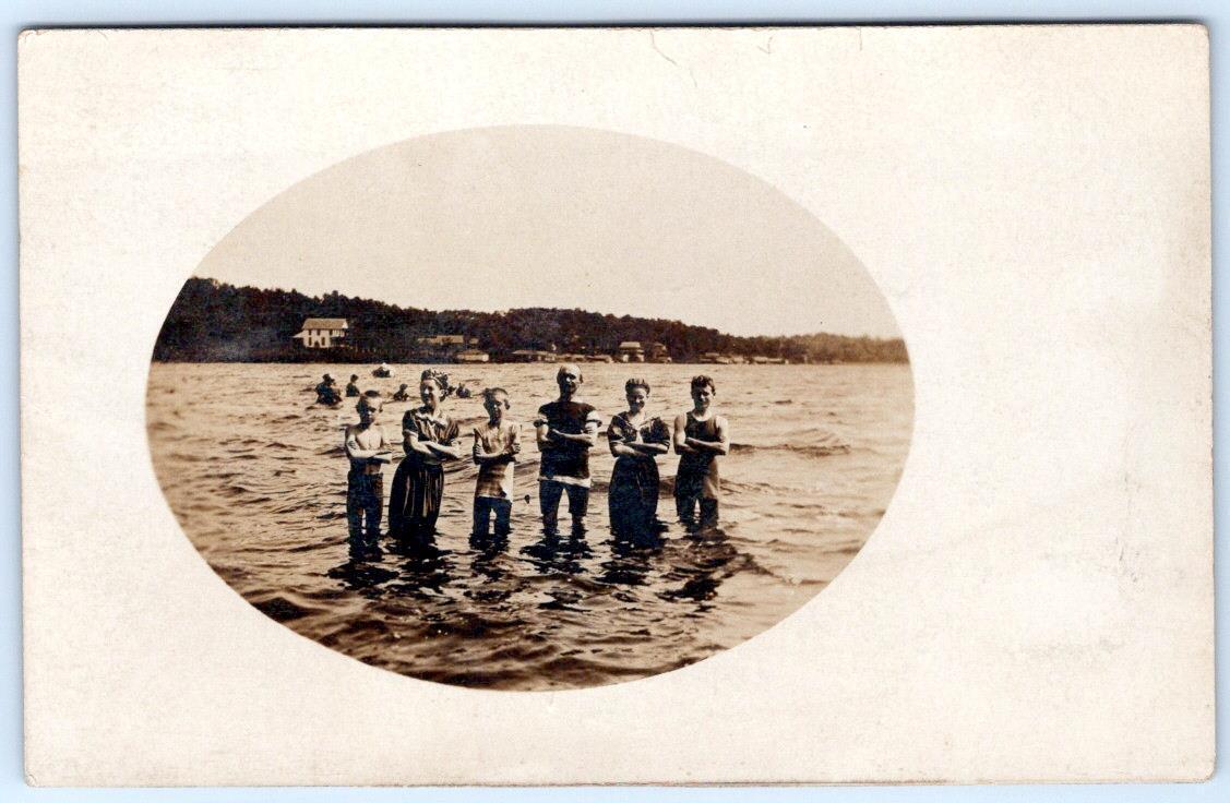 1908 FORT WAYNE INDIANA*SWIMMERS IN LAKE*TO LAKE GEORGE FREMONT IN*POSTCARD