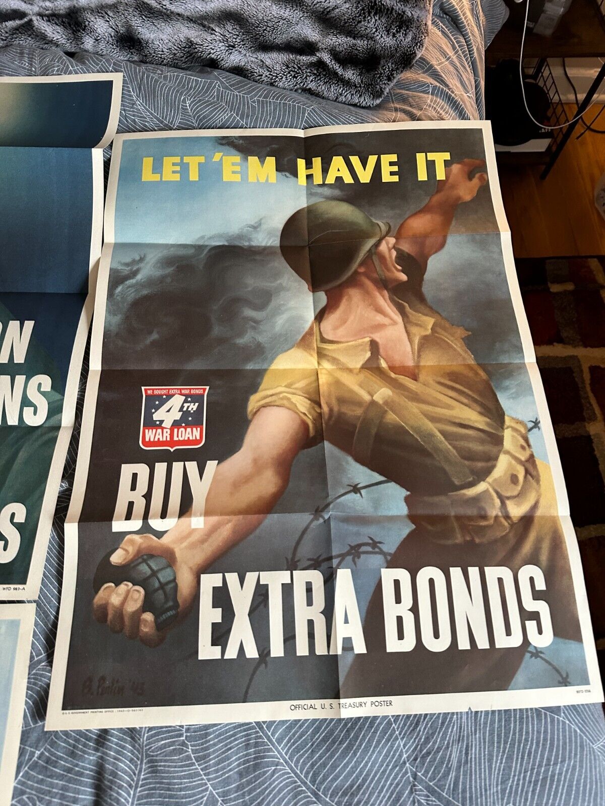 let 'em have it 4th war loan buy extra bonds poster WWII World war two
