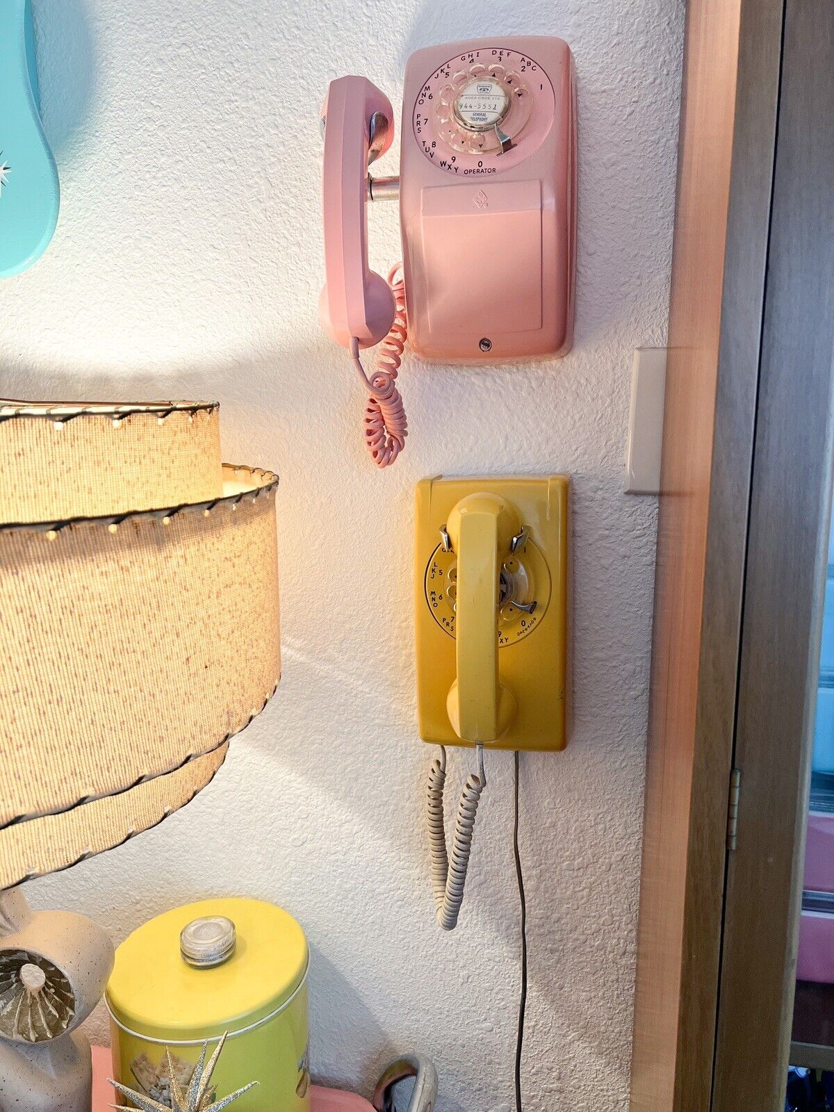 Vintage Western Electric Yellow Rotary Wall Phone WORKS — READ