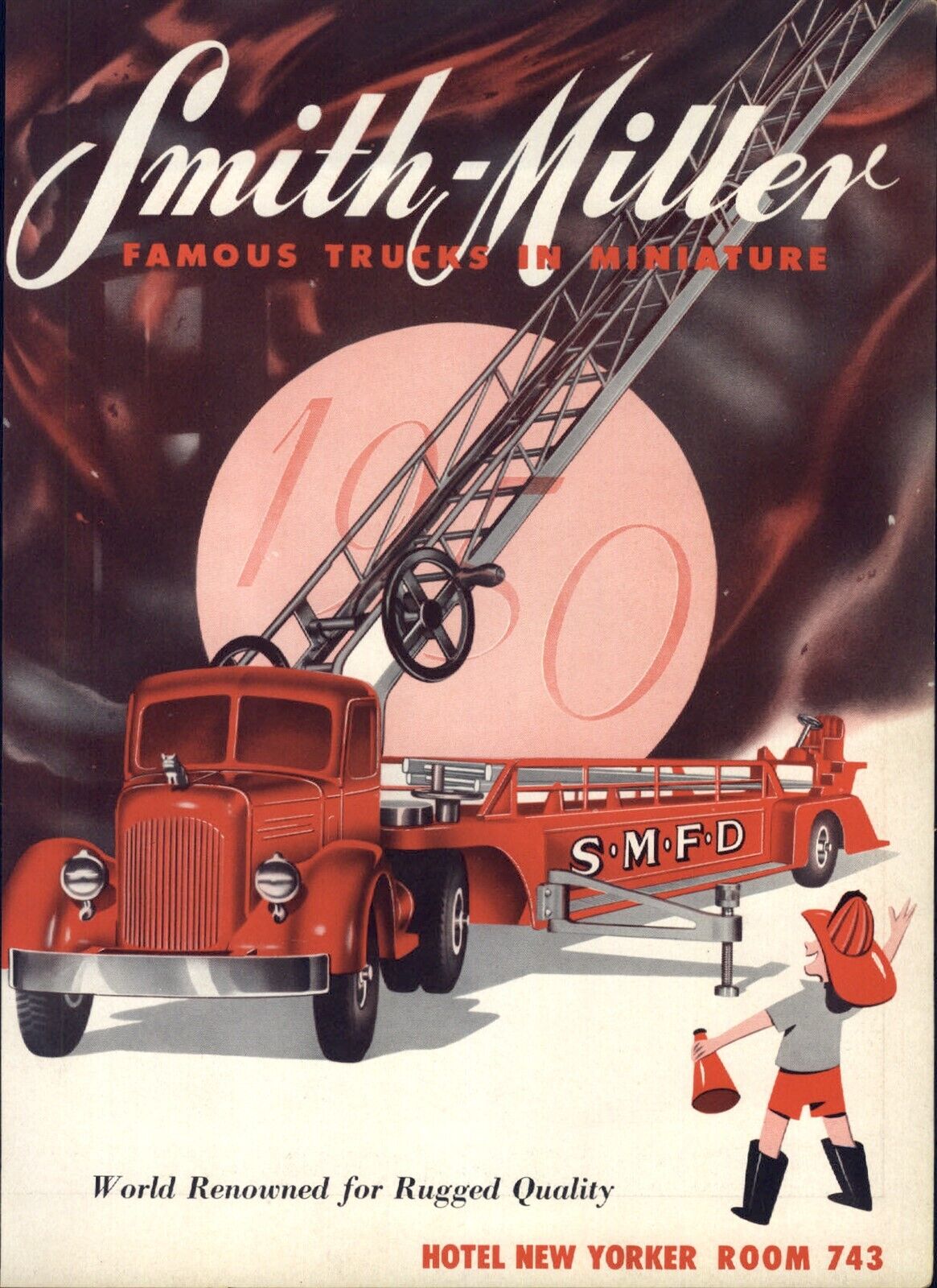 1950 PAPER AD 4PG Toy Truck Smith Miller Fire Engine Mobilgas Tanker PIE Wrecker