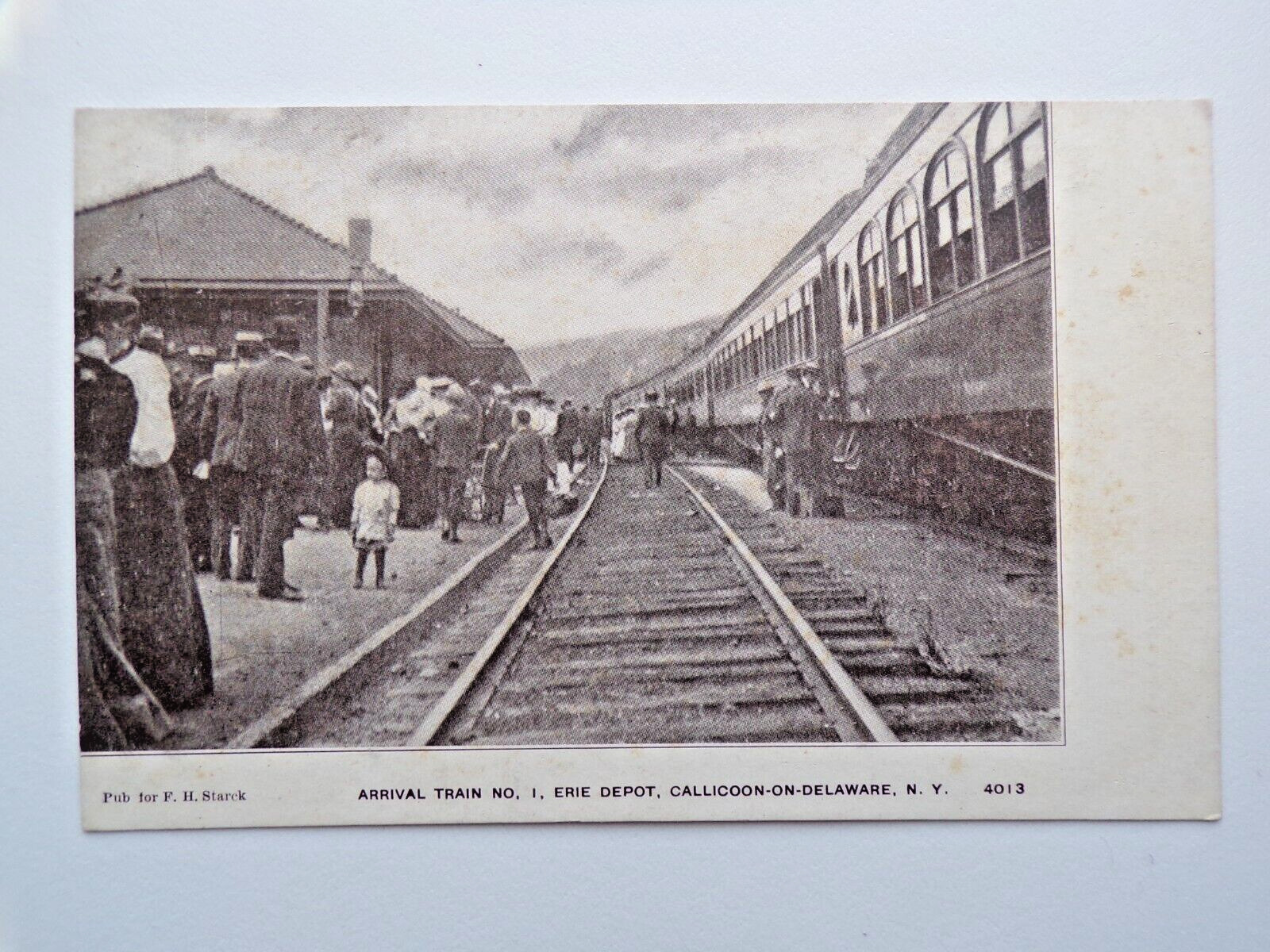Rare 1900s TRAIN ARRIVAL NO. 1 ERIE DEPOT CALLICOON-ON-DELAWARE N.Y.