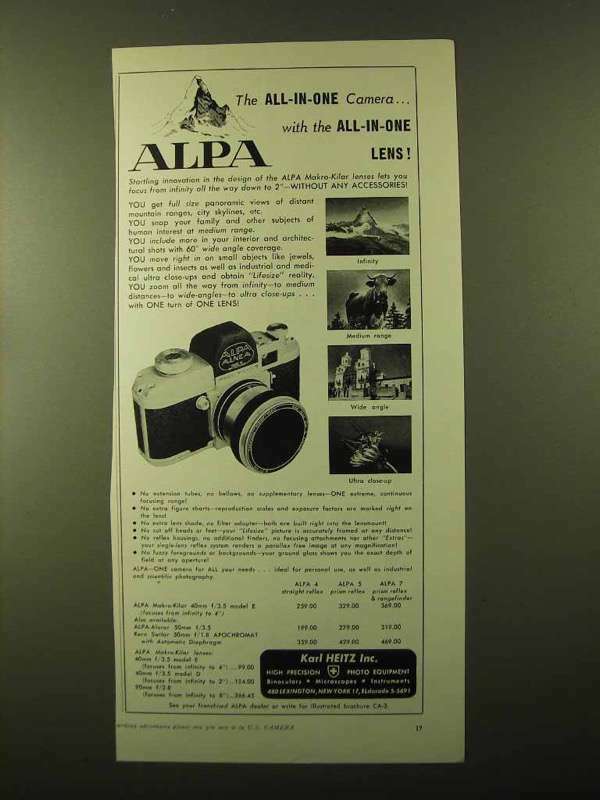 1957 Alpa Camera Ad - The All-in-One Camera