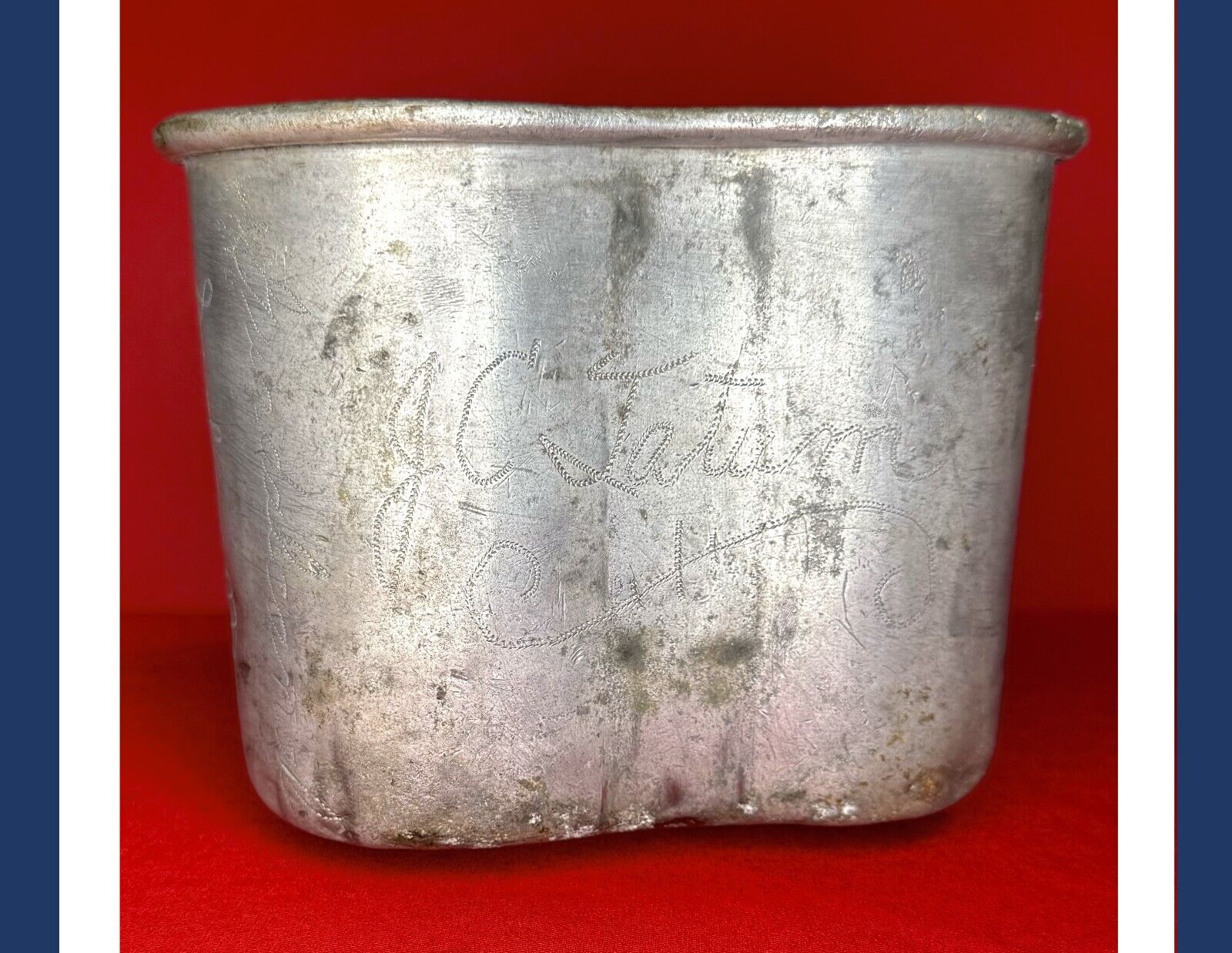 GUADALCANAL.SCOUT SNIPER.8th Marines,2nd Mar Div.WW2 USMC Trench Art Canteen Cup
