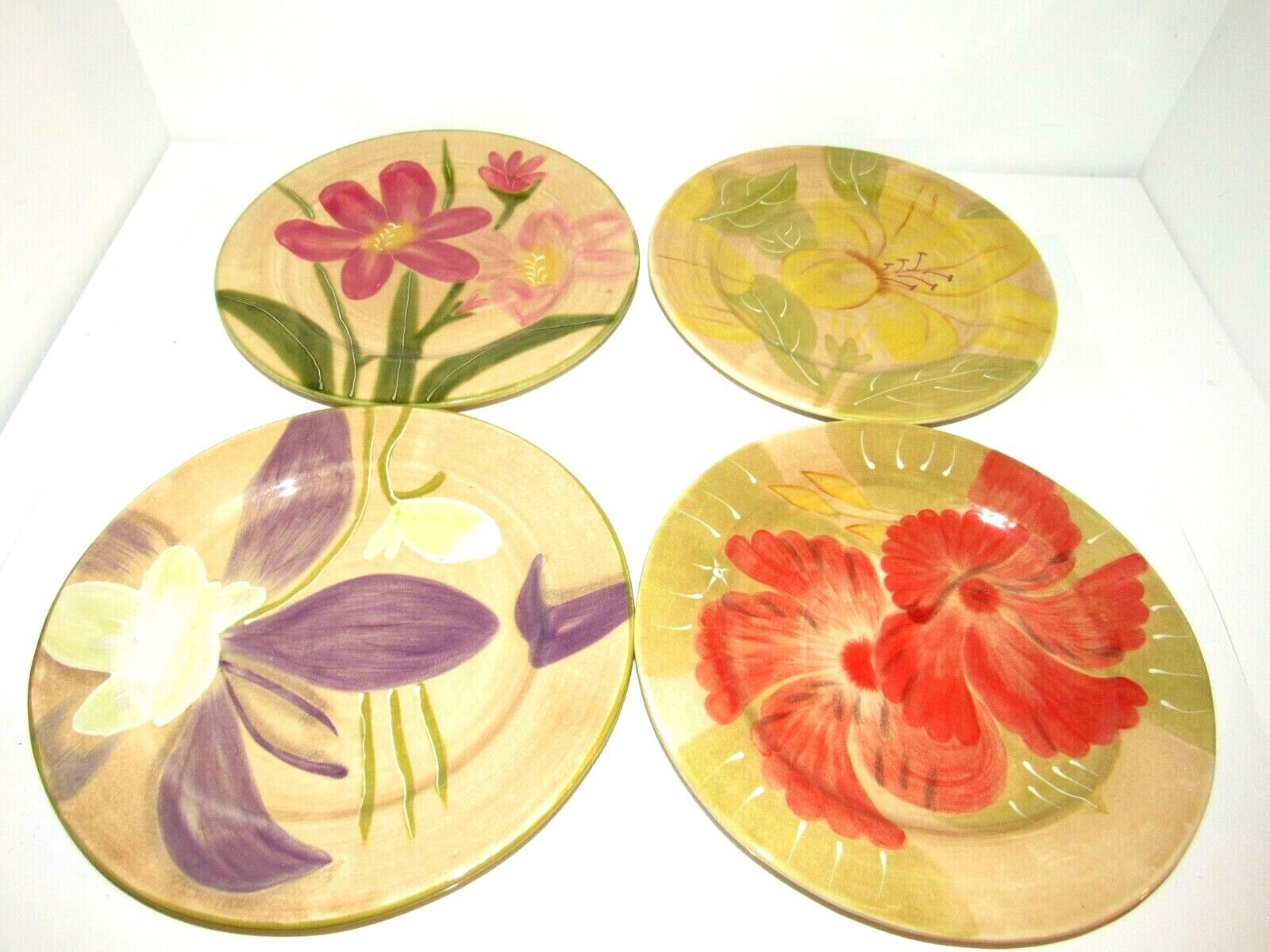 Vintage Wilco Import South San Francisco Flowers Plate Set of  4