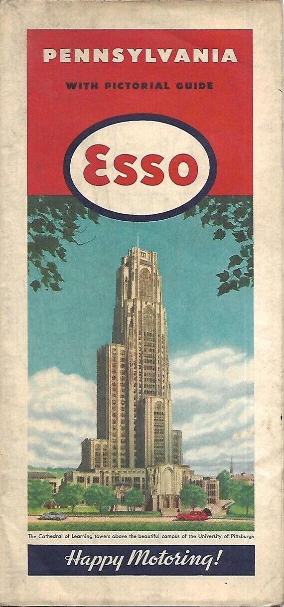 ESSO 1946 STANDARD OIL OF PENNSYLVANIA Road Map University of Pittsburgh 