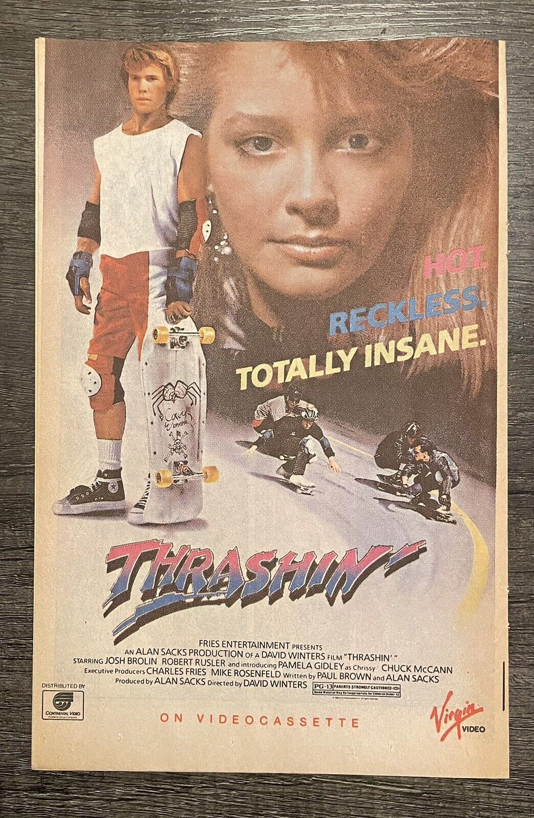 THRASHIN’ skateboard Movie VHS Release Ad PROMO ART Comic Book AD