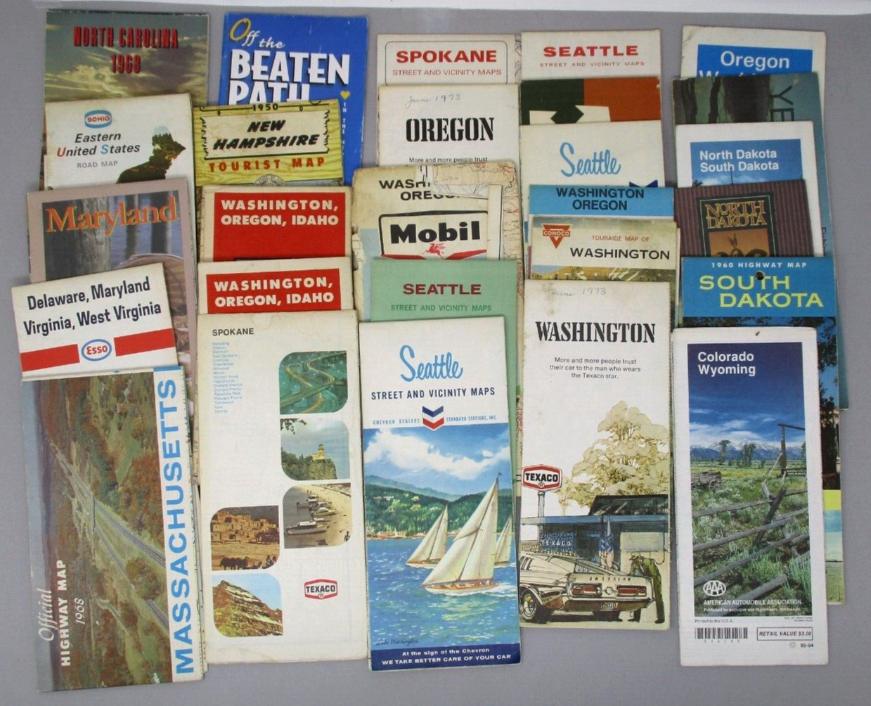 Vintage Map Lot Road Driving Eastern Western USA 1950s 60s 70s