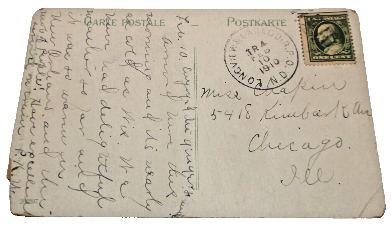 1910 MISSOURI PACIFIC MOPAC LONGVIEW & LAREDO RPO HANDLED POST CARD I&GN DEPOT