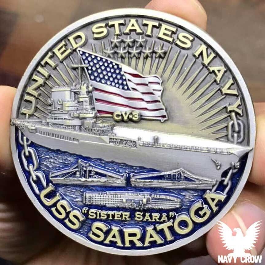 USS Saratoga CV-3 Aircraft Carrier Warships of World War 2 Navy Collectible Coin