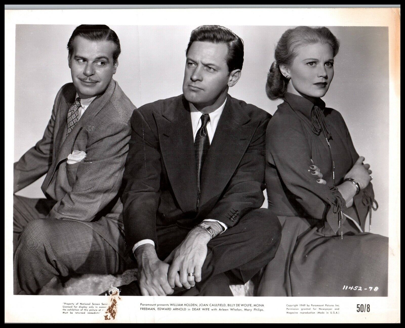 William Holden + Joan Caulfield + Billy De Wolfe in Dear Wife (1949) PHOTO M 69
