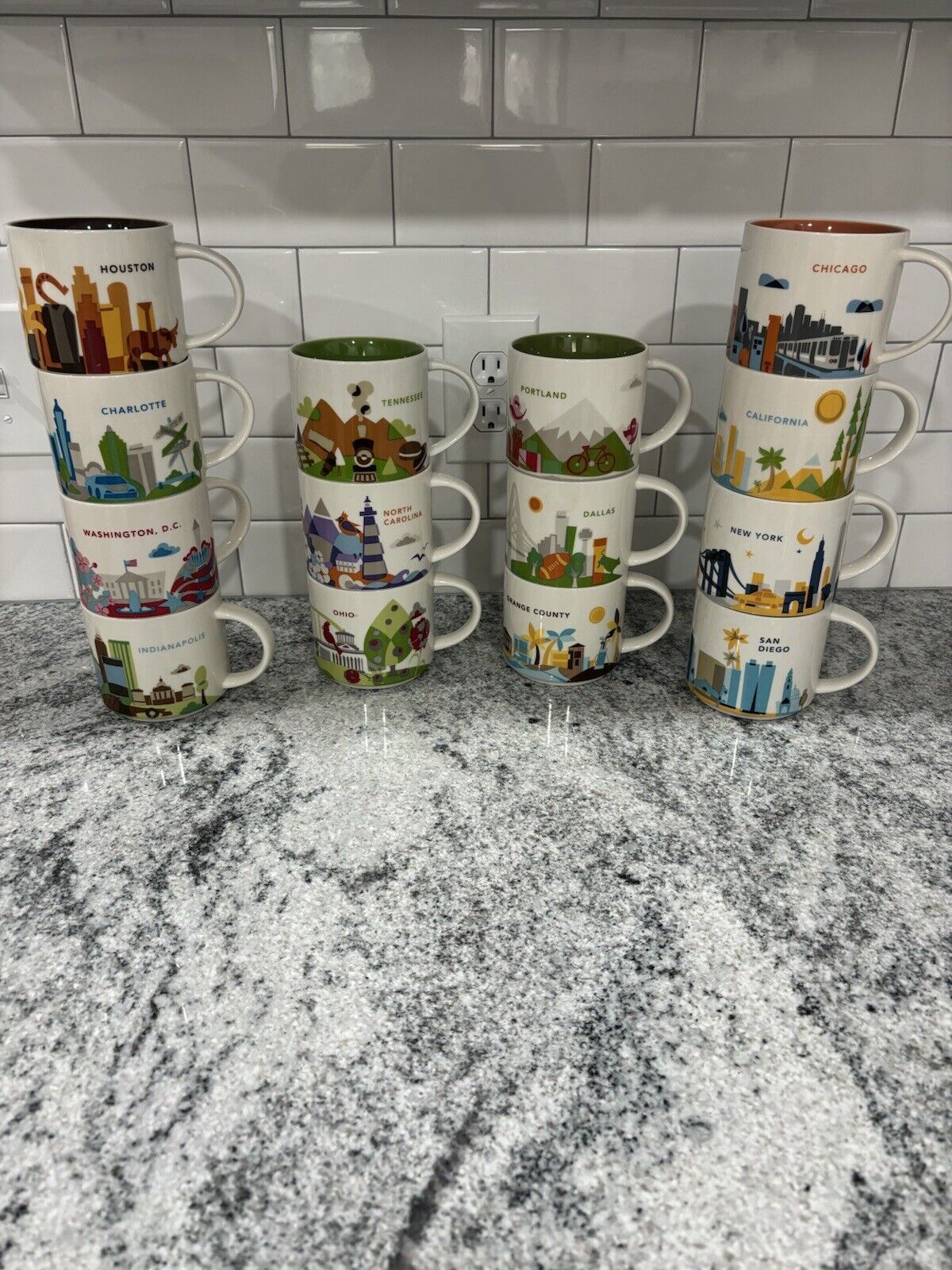 Lot of 5 Starbucks Mugs Collector Series YOU ARE HERE & BEEN THERE 14 Mugs