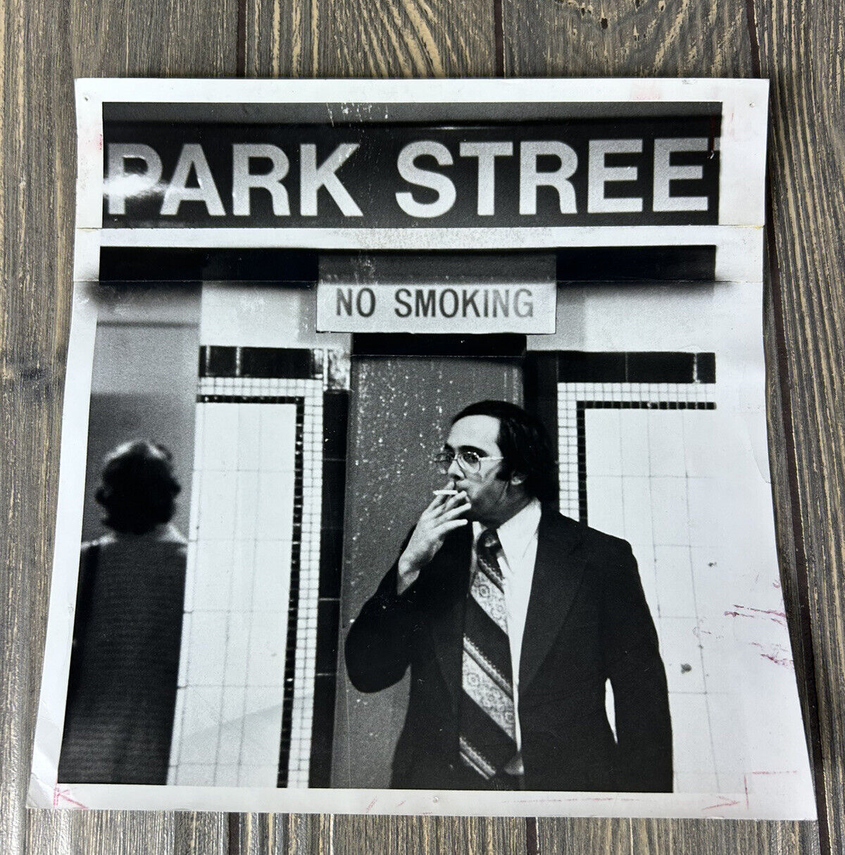 Vintage 1978 Park Street No Smoking Photograph 8” Black And White